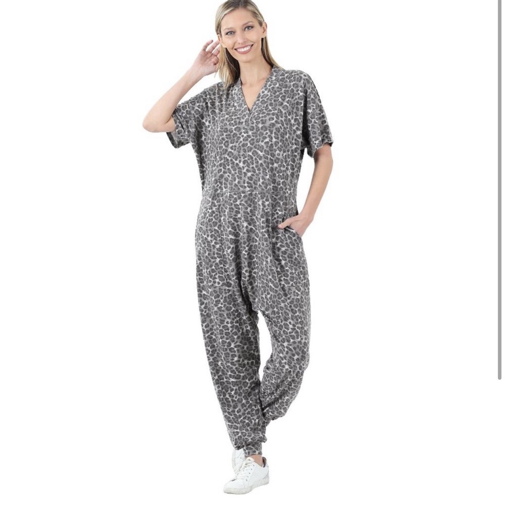 Zenana leopard jumpsuit